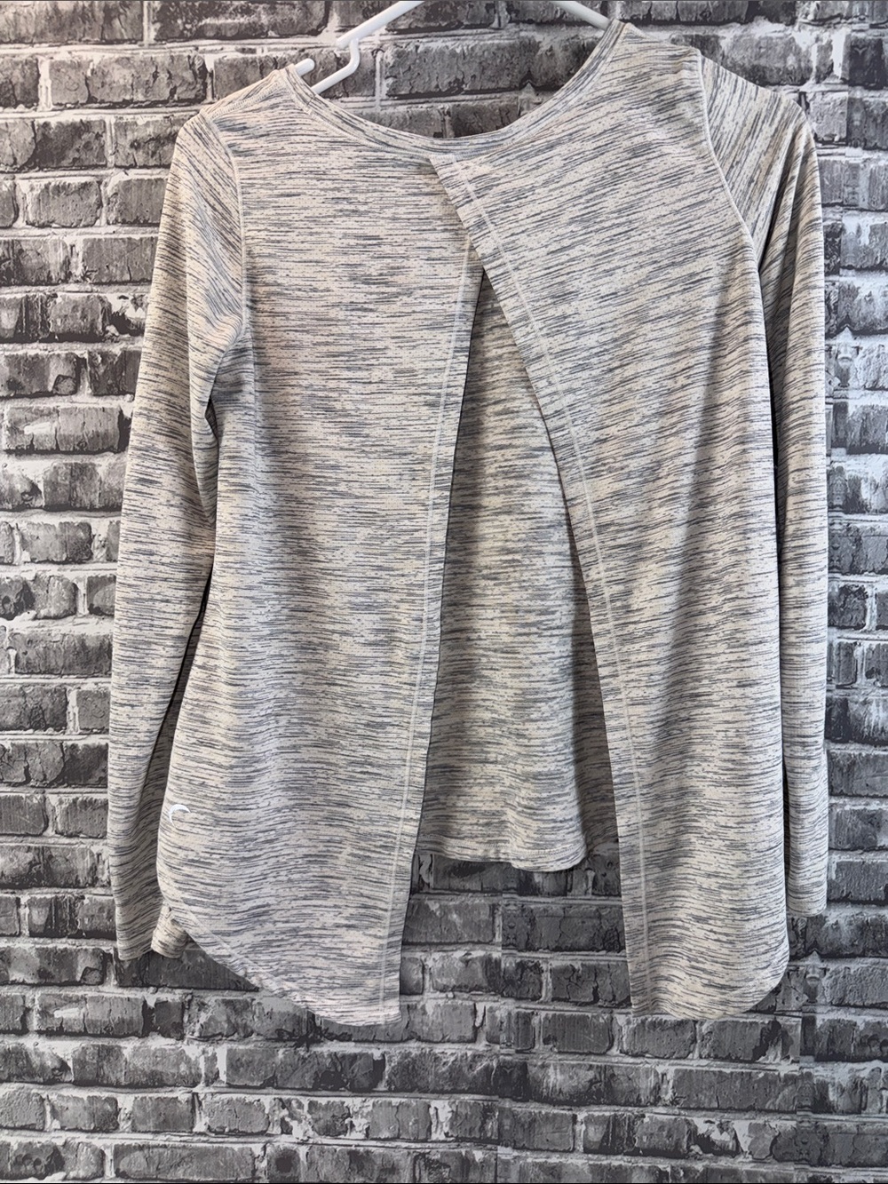 ZYIA Heathered Gray Open Back Layered Sweatshirt